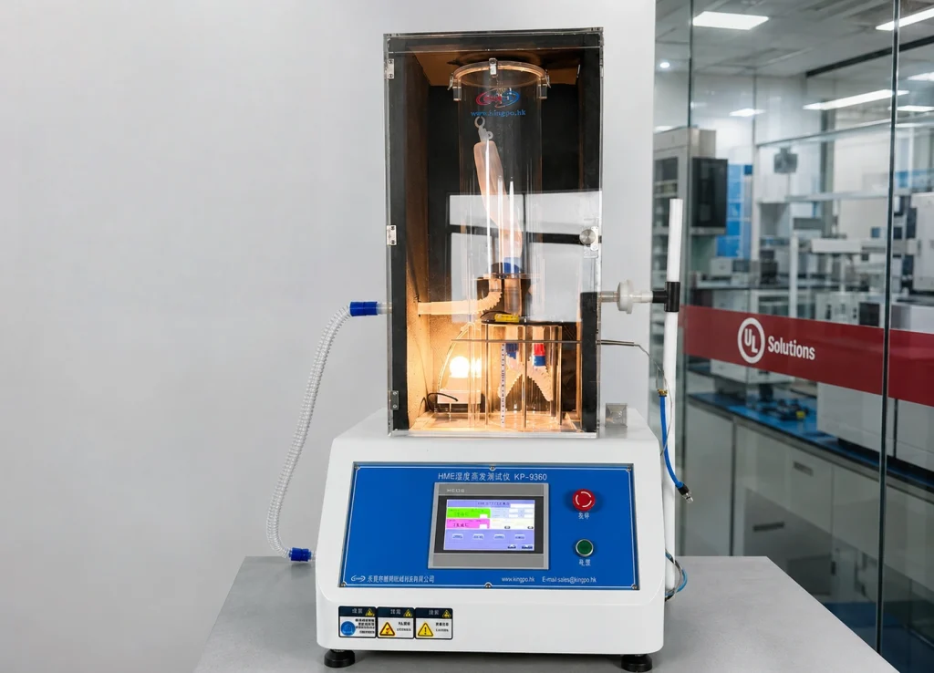 HME Moisture Loss Measurement System Delivered to UL Solutions Suzhou Laborator 3 HME Moisture Loss Measurement System in a laboratory setting for respiratory device moisture loss testing according to YY/T 0735.1 and ISO 9360-1.