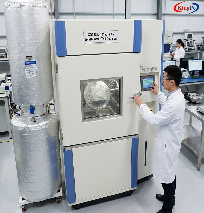 ISO16750-4 Ice Water Splash Test Chamber – KingPo System for Simulating Winter Road Conditions on Vehicle Electronics and Seals