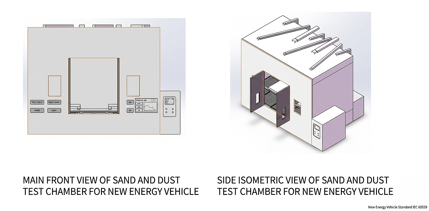 Sand and Dust Test Chamber – KingPo IP6X Environmental Test Equipment compliant with IEC 60529 for automotive and electrical enclosure dust protection testing