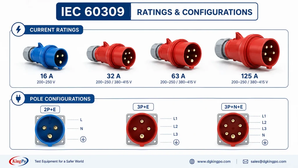 IEC 60309 Connector Guide: Ratings, Configurations, Color Codes & Compatibility 3 IEC 60309 current ratings, pole configurations, voltage color coding and clock position identification