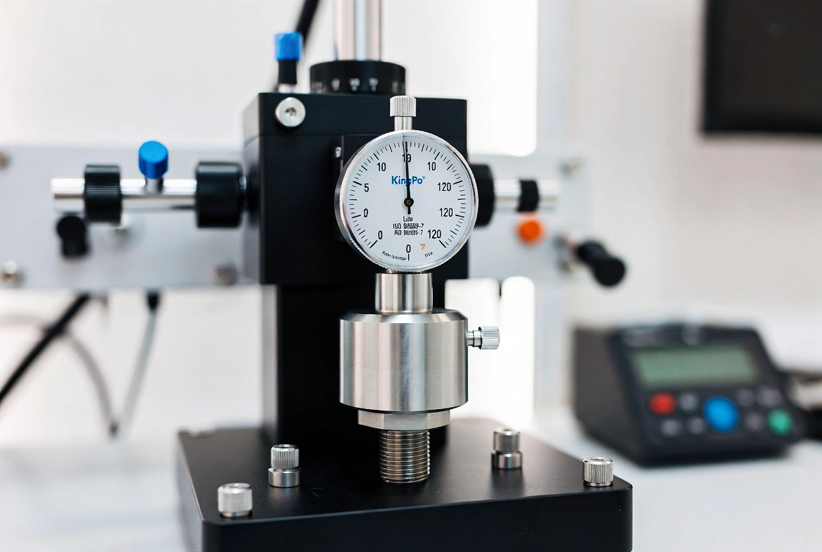 ISO 80369-7 Luer Connector Reference Gauge undergoing precision calibration in professional lab.