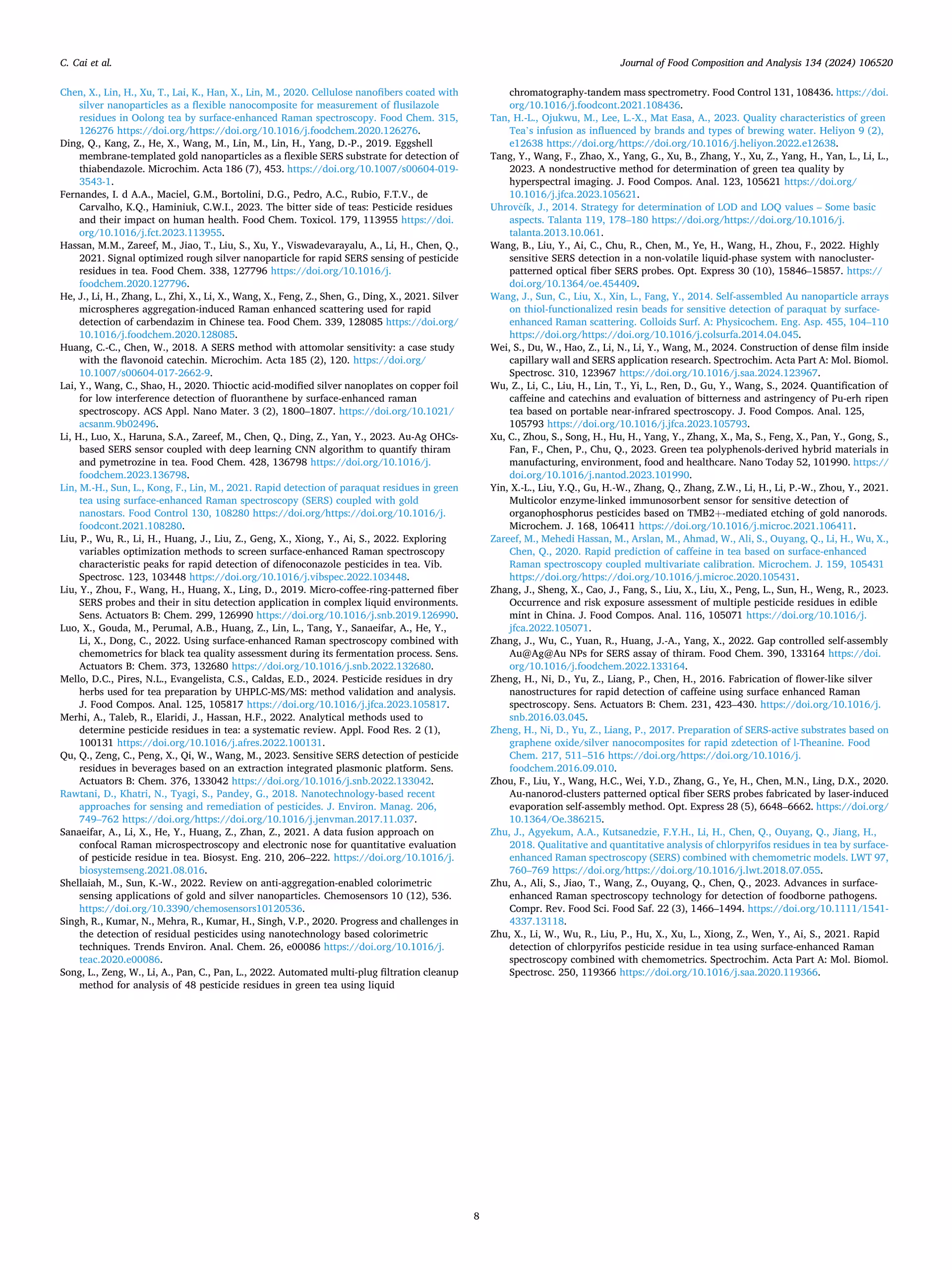 Breakthrough in Food Safety: KINGPO CEO Chao Zhang Guides Graduate Students to Publish SCI Q2 Paper on Rapid Pesticide Detection in Tea 9 Rapid and sensitive in-situ detection of pesticide residues in real tea soupwith optical fiber SERS probes