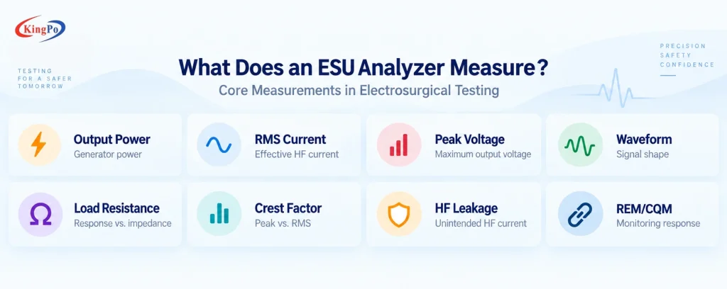 What Is an ESU Analyzer? Electrosurgical Analyzer Guide 5 Technician performing ESU output power testing with a KingPo electrosurgical analyzer