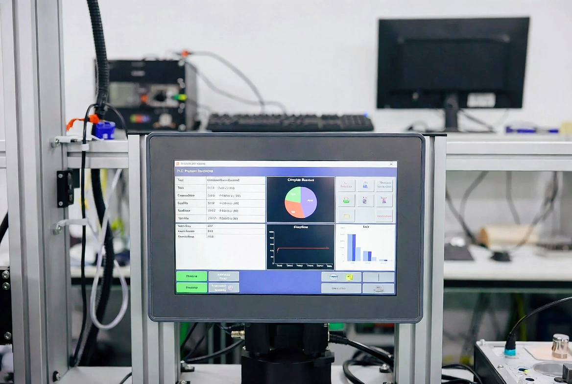 IEC 60695 Flammability Testing Equipment with PLC data monitoring and compliance records in professional lab.