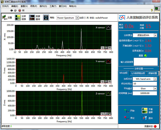 Three-axis vibration emission measurement for power tools per ISO 28927-1 and Abrasion Resistance standards