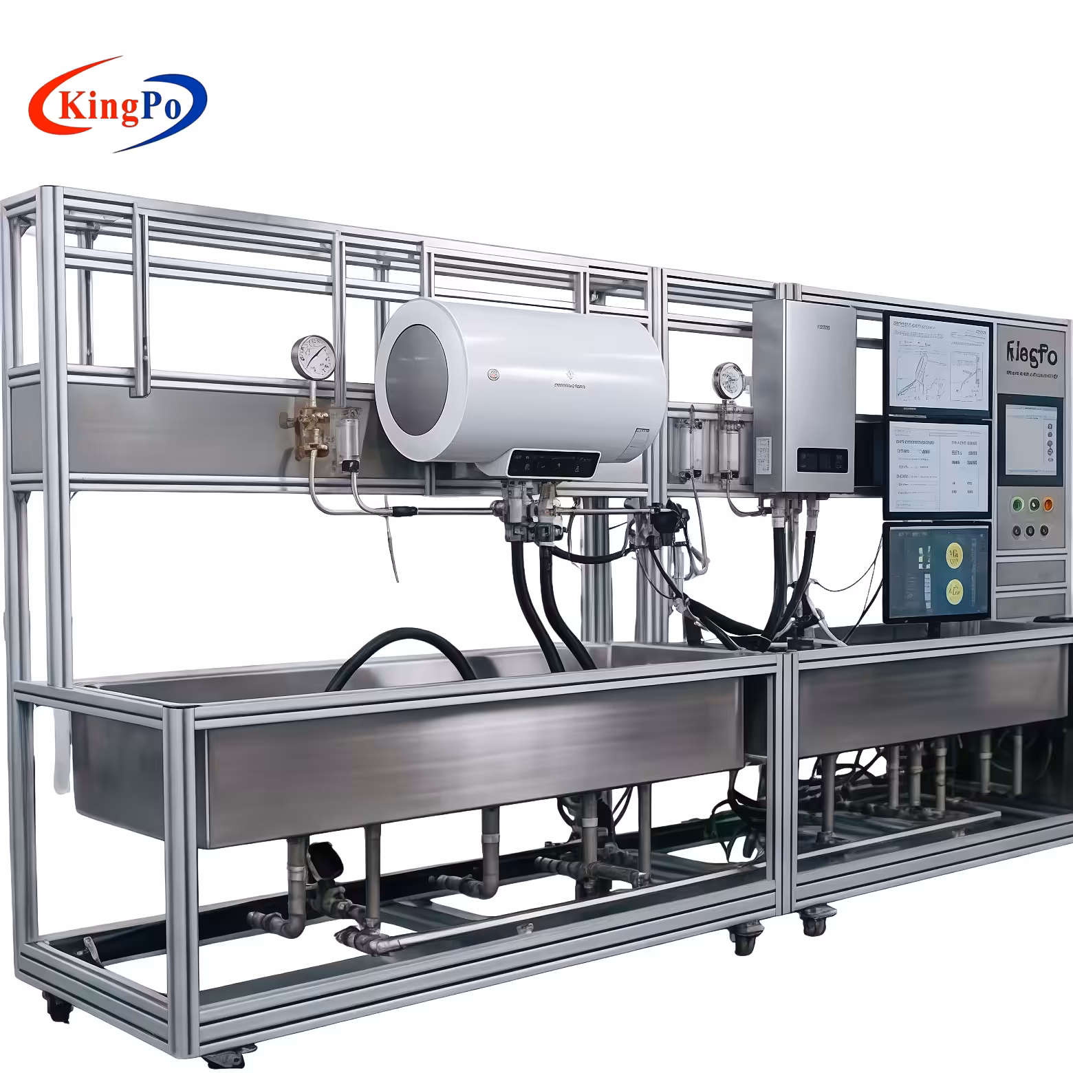 IEC 60335-2-21 Water Heater Tester – Horizontal Station (110 cm length) and Vertical Station (80 cm height) with Adjustable Hooks for 150 kg Load Capacity