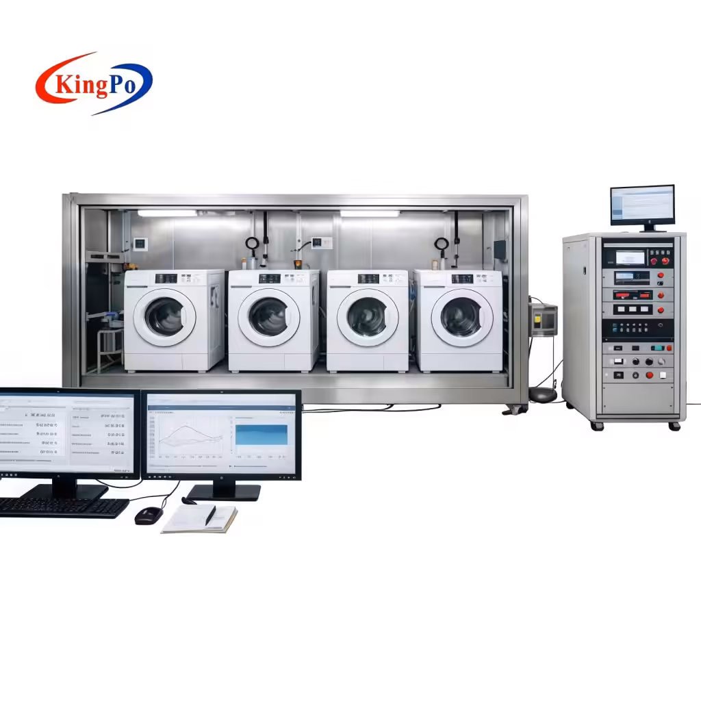 IEC 60456 washing machine test chamber for measuring washing performance, water consumption, and energy efficiency of household washing machines and dishwashers.