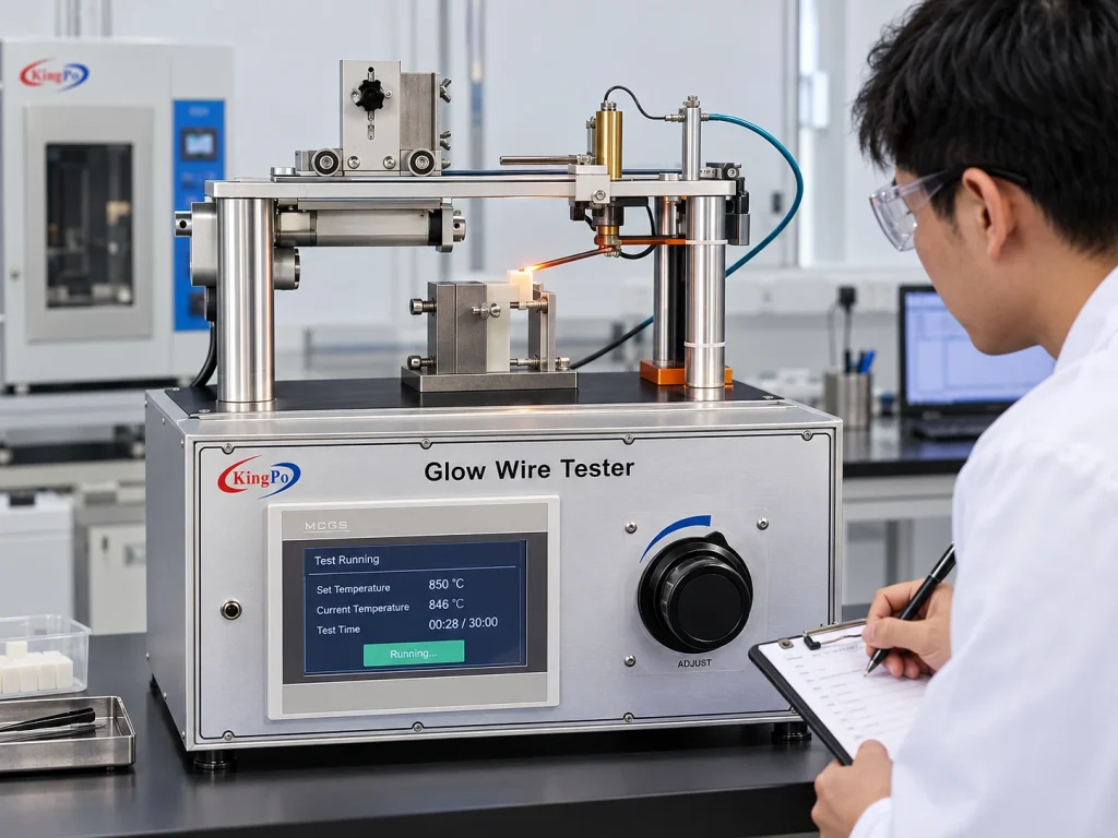 Glow Wire Test Guide: IEC 60695 Procedure, GWFI, GWIT and GWEPT 3 Glow wire test procedure with heated wire applied to an electrical insulating material specimen