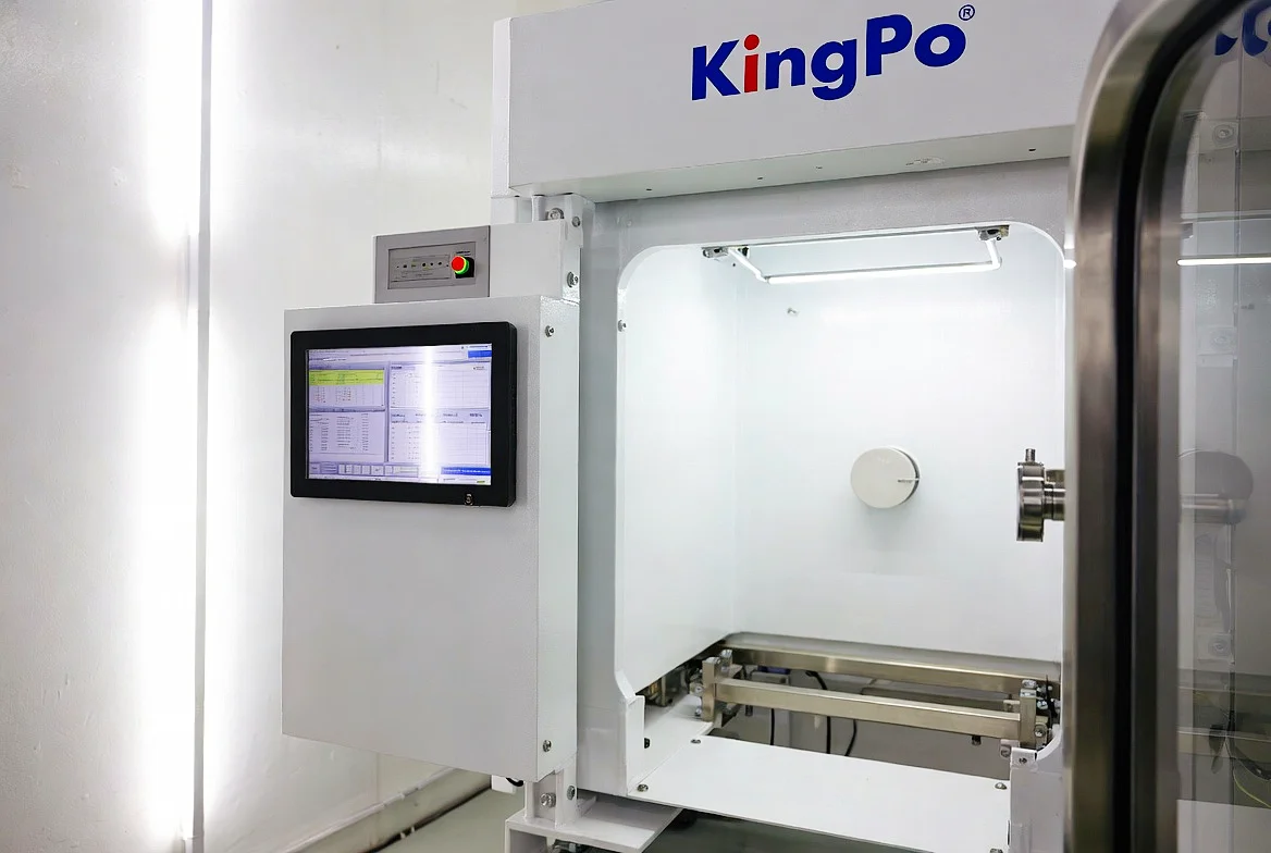 KingPo Dust Test Chamber during IEC 60529 compliance testing with data monitoring in professional laboratory.