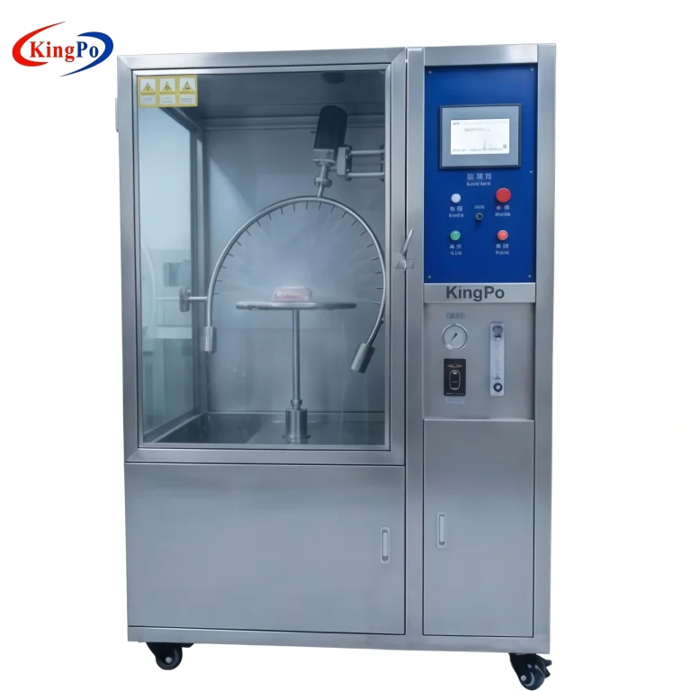 IPX3 IPX4 Test Chamber – KingPo Precision Oscillating Tube and Nozzle Spray System Simulating R1 R2 S1 S2 Rain and High-Pressure Spray Conditions per IEC60529