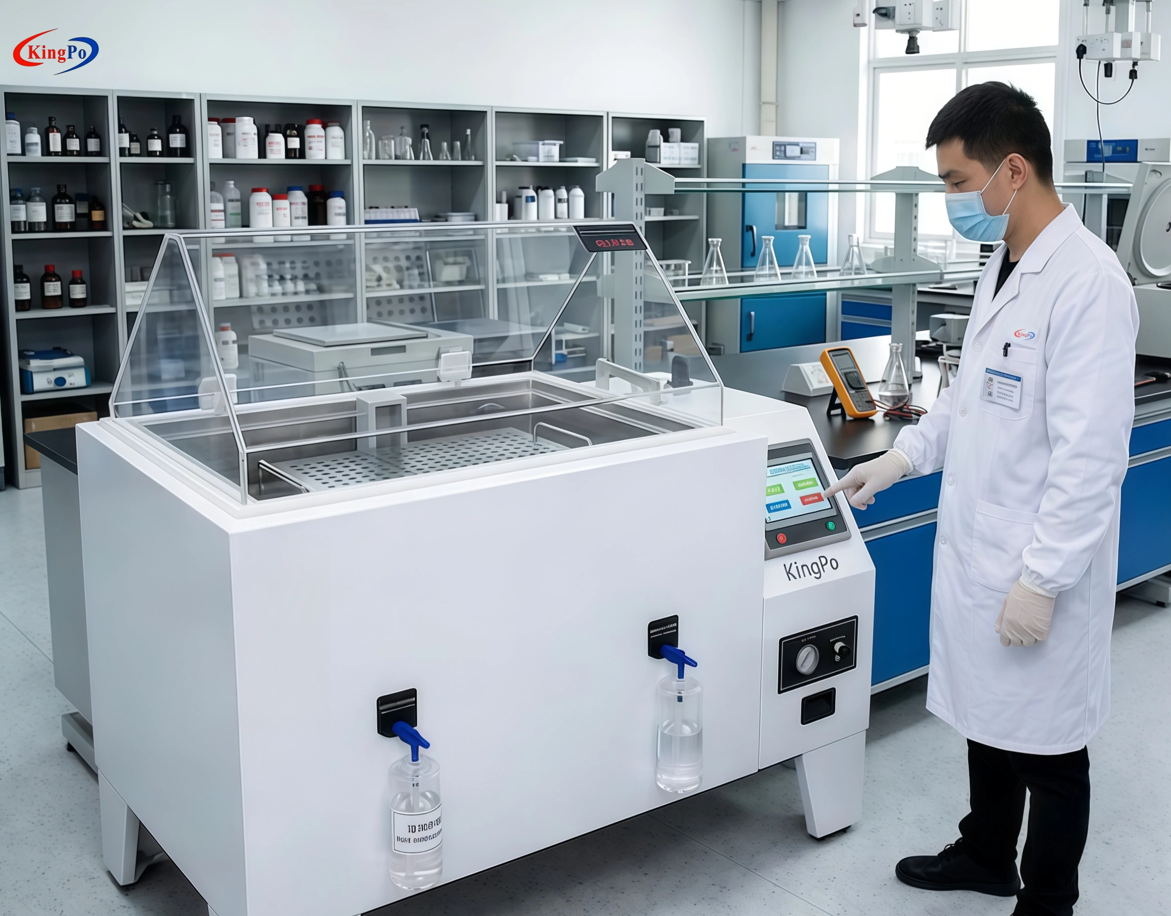 Salt Spray Test Chamber – KingPo Testing Coatings, Electroplating and Automotive Parts for Corrosion Resistance per ASTM B117