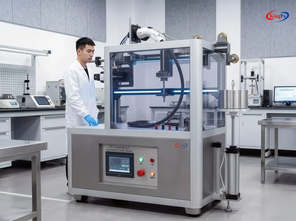 EV Charging Gun Electronic Lock Tester IEC 62196-1 – Professional Laboratory Testing Setup