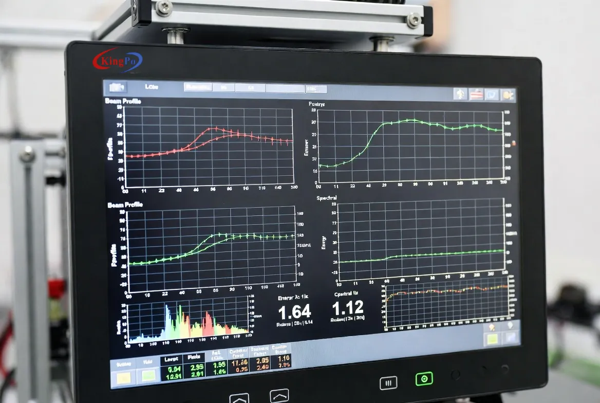 Real-time data monitoring and reporting interface of KingPo laser test equipment.