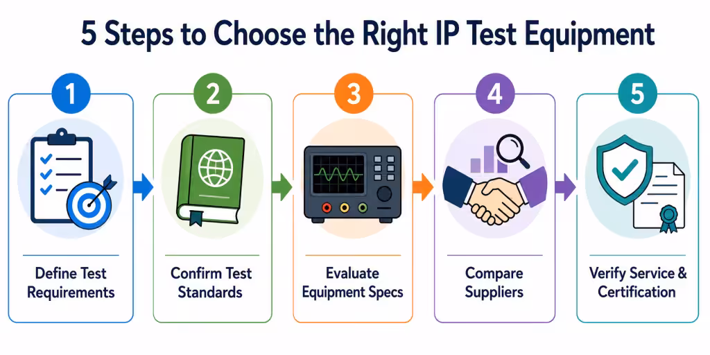 5 steps to choose IP test equipment flowchart