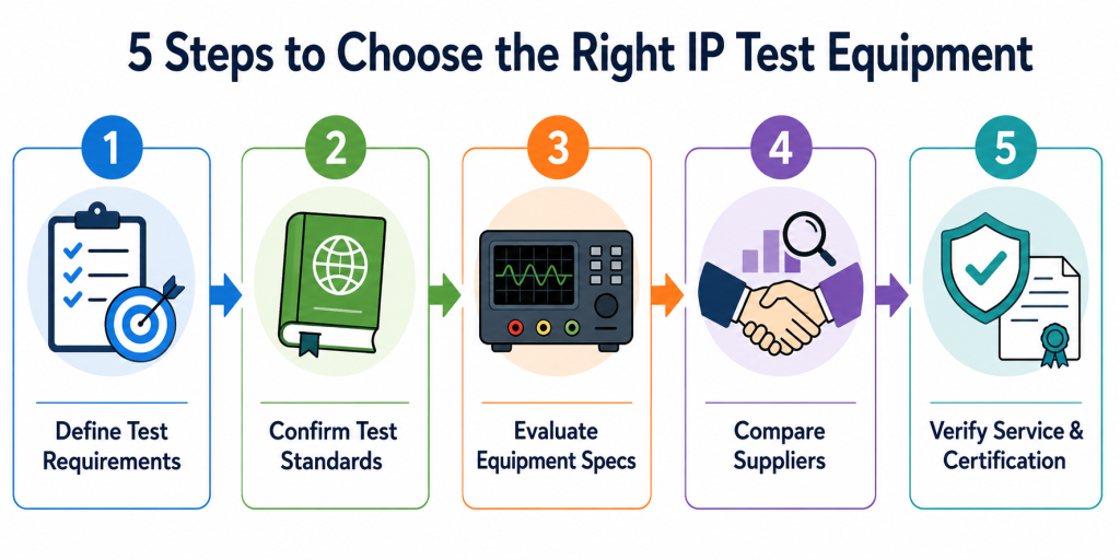 5 steps to choose IP test equipment flowchart