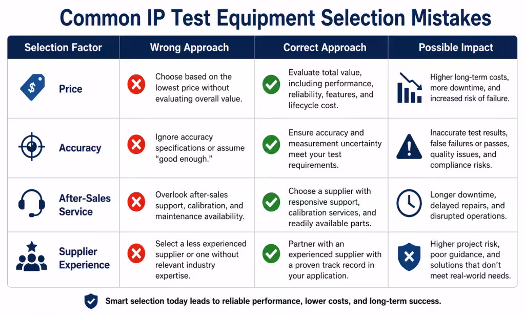 Common IP test equipment selection mistakes comparison