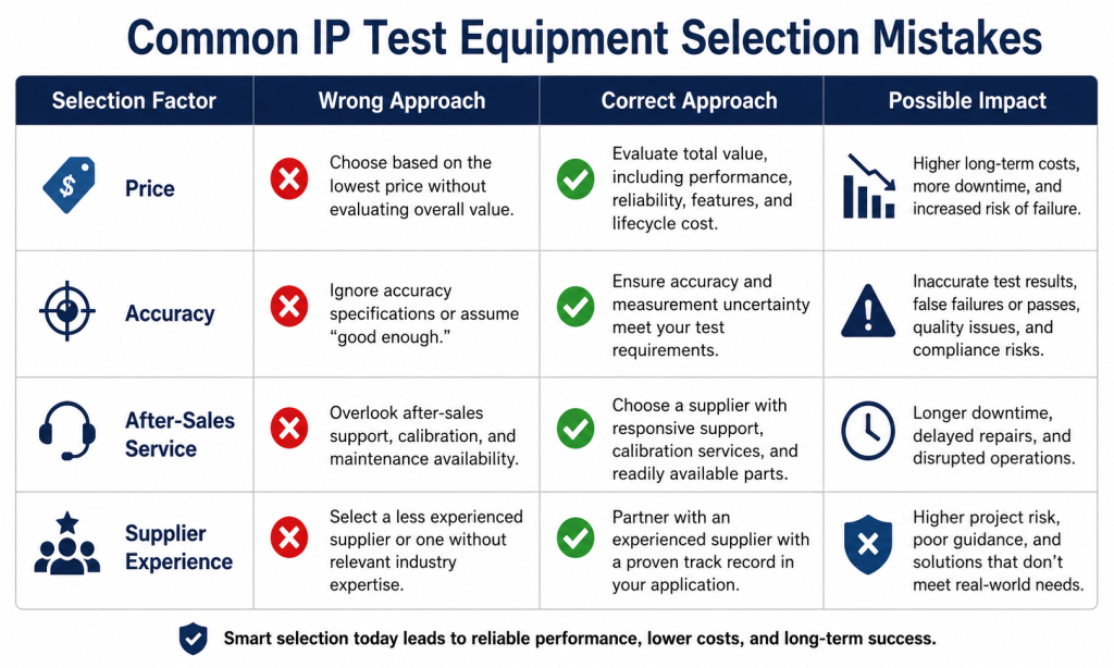 Common IP test equipment selection mistakes comparison