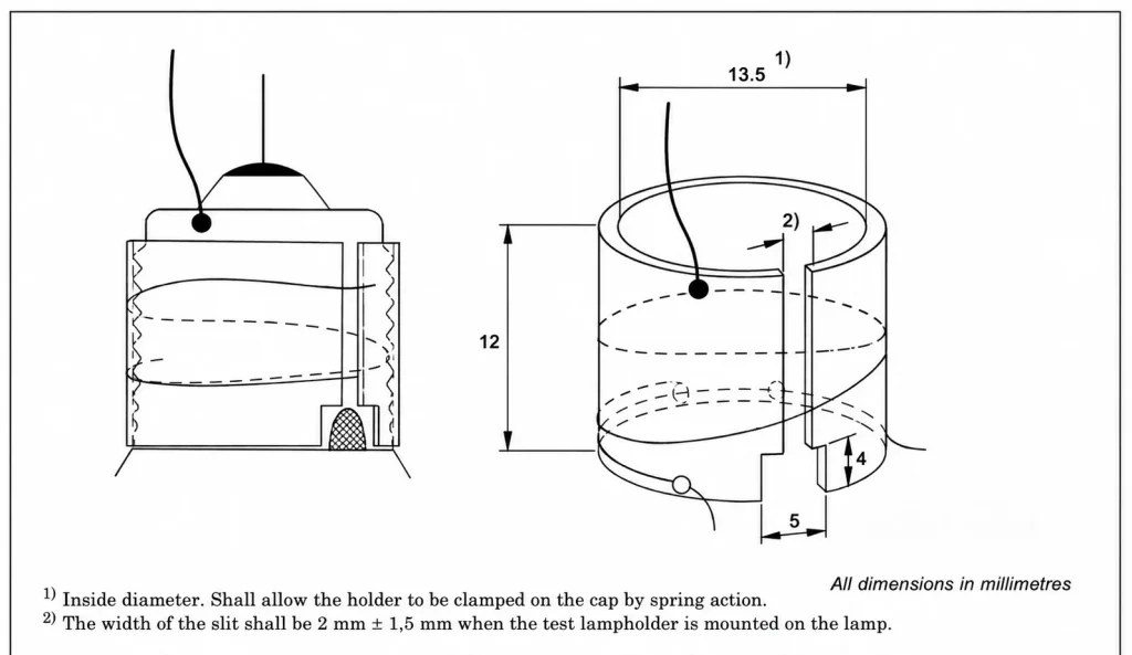 Figure 3- Approximate dimensions of test lampholder for E14/20 cap