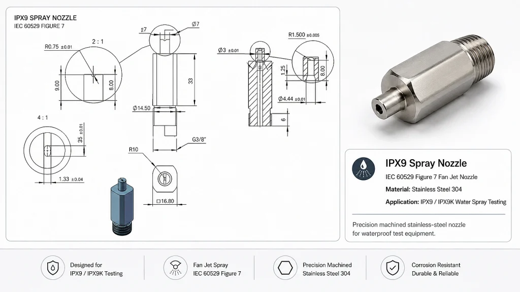IEC 60529 Figure 7 Fan Jet Nozzles Design drawings of Kingpo