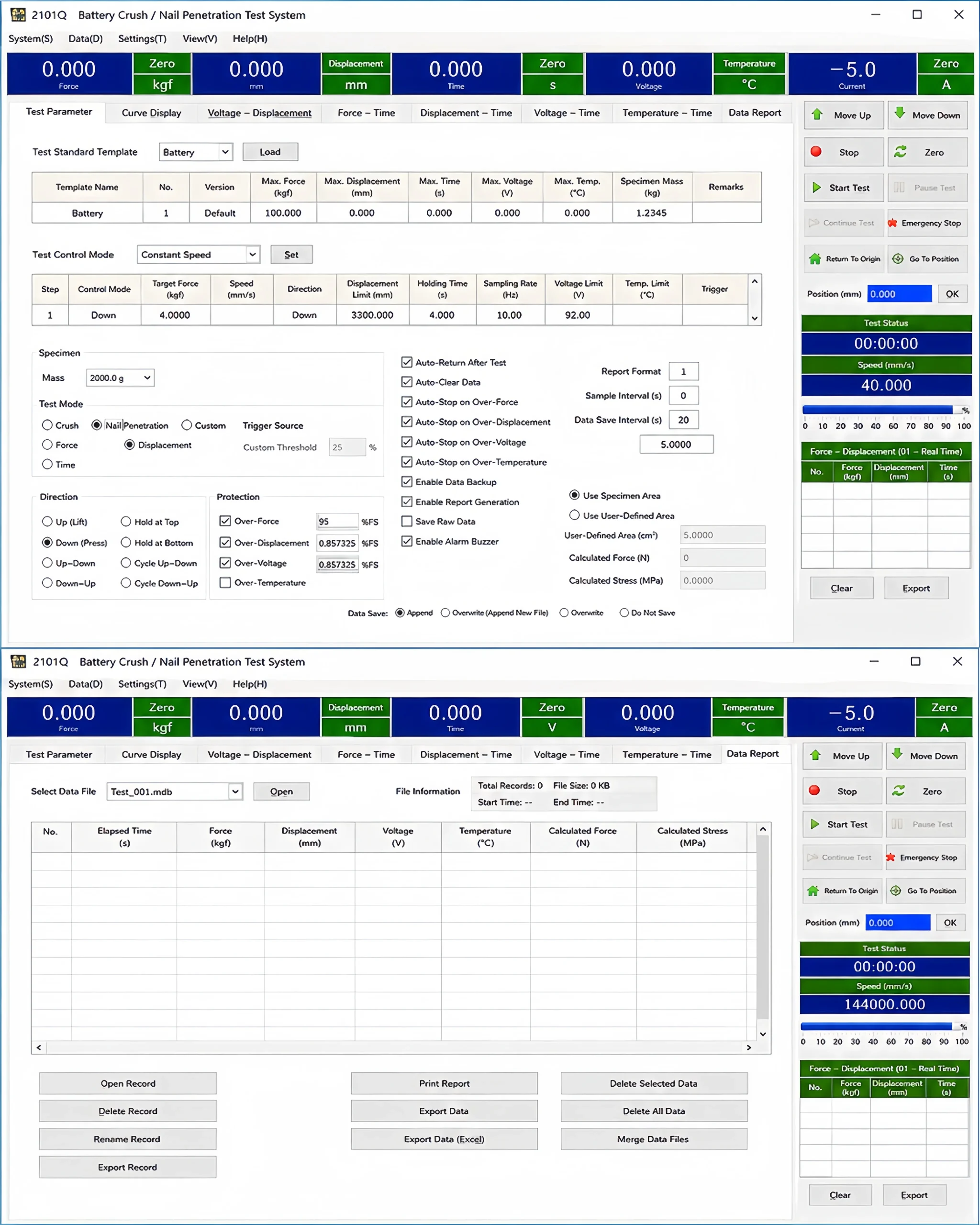 UN38.3 Battery Crush Test Equipment Data Acquisition & Control