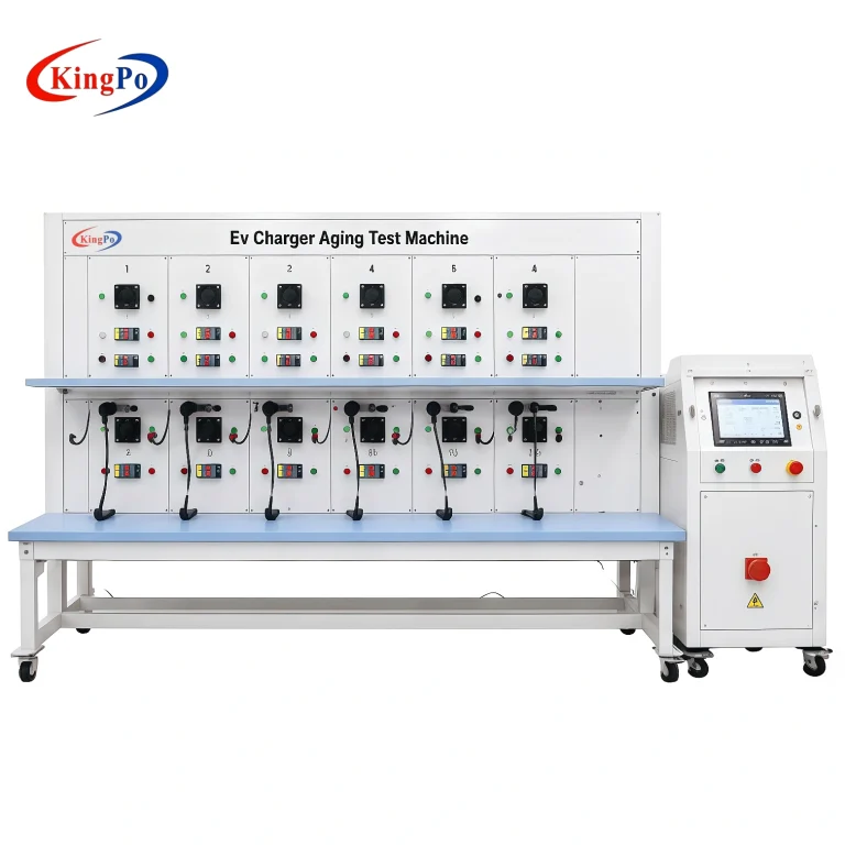 20-Channel EV Charger Aging Tester Rack with Type 1 and Type 2 Connectors - KingPo