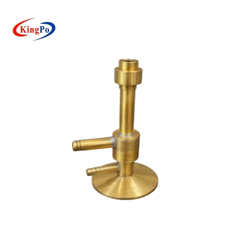 Side view of IEC 60695-11-2 1kW Test Flame Burner showing precision brass construction