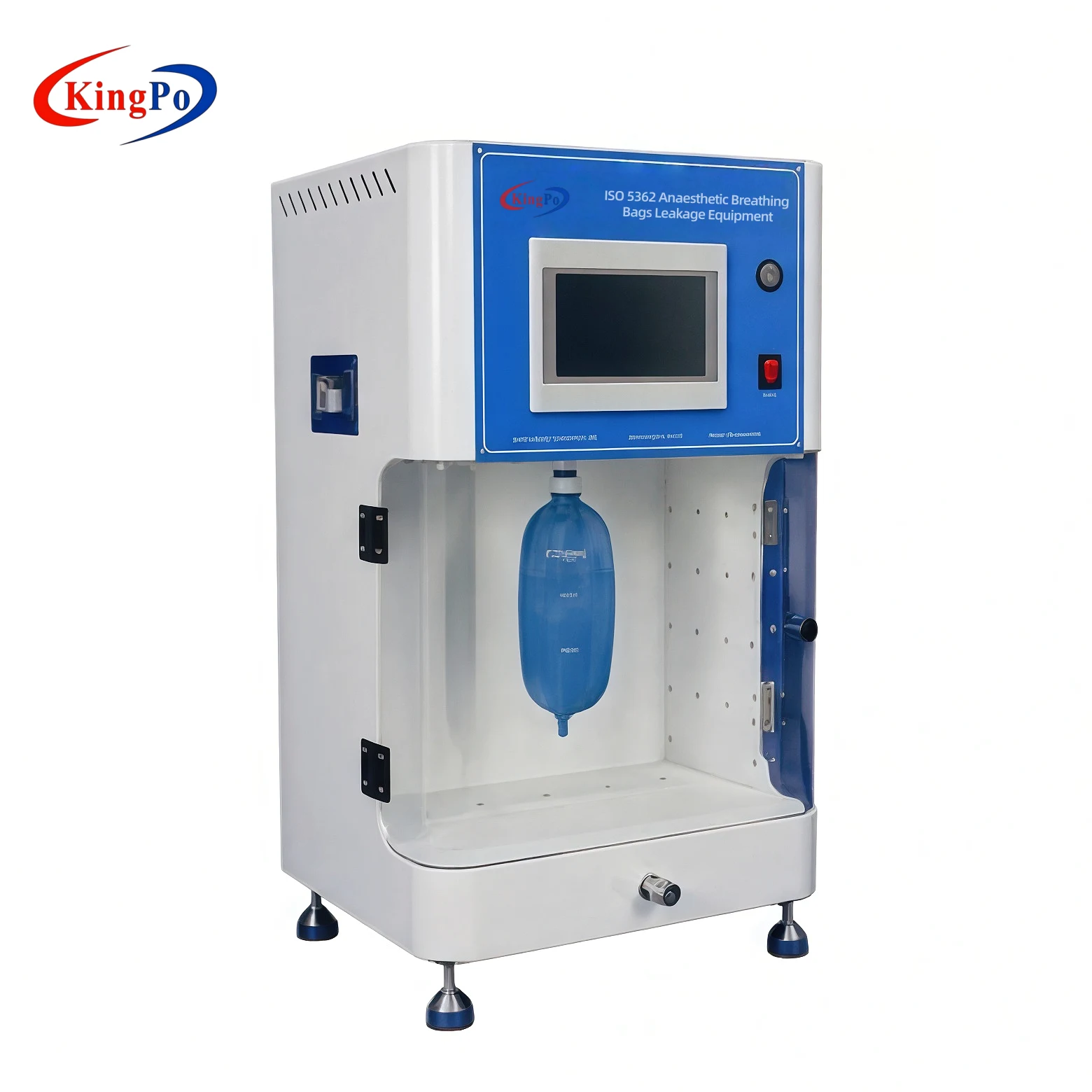 ISO 5362 Anaesthetic Breathing Bags Leakage Equipment Front View with PLC Touchscreen โ ISO 5362 Annex A Tester