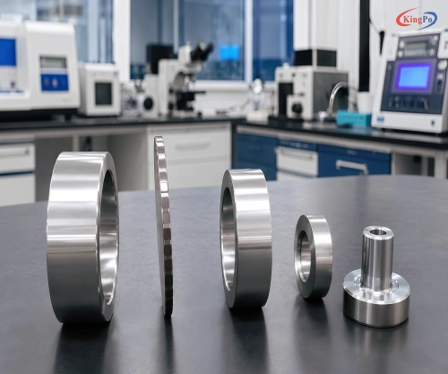 High-precision stainless steel test gauges complying with ISO 8124-1:2014 Clause 6.7.1.2, displayed in a modern lab environment with clear view of brushed metal finish and graduated diameters.