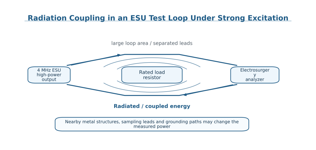 Effect of High-Frequency Non-Ideality of Rated Load Resistance and Radiation Coupling on Output Power Test Accuracy of 4 MHz Electrosurgical Units 5 Fig. 5 Radiation coupling in the test loop under strong excitation of a high-frequency electrosurgical unit
