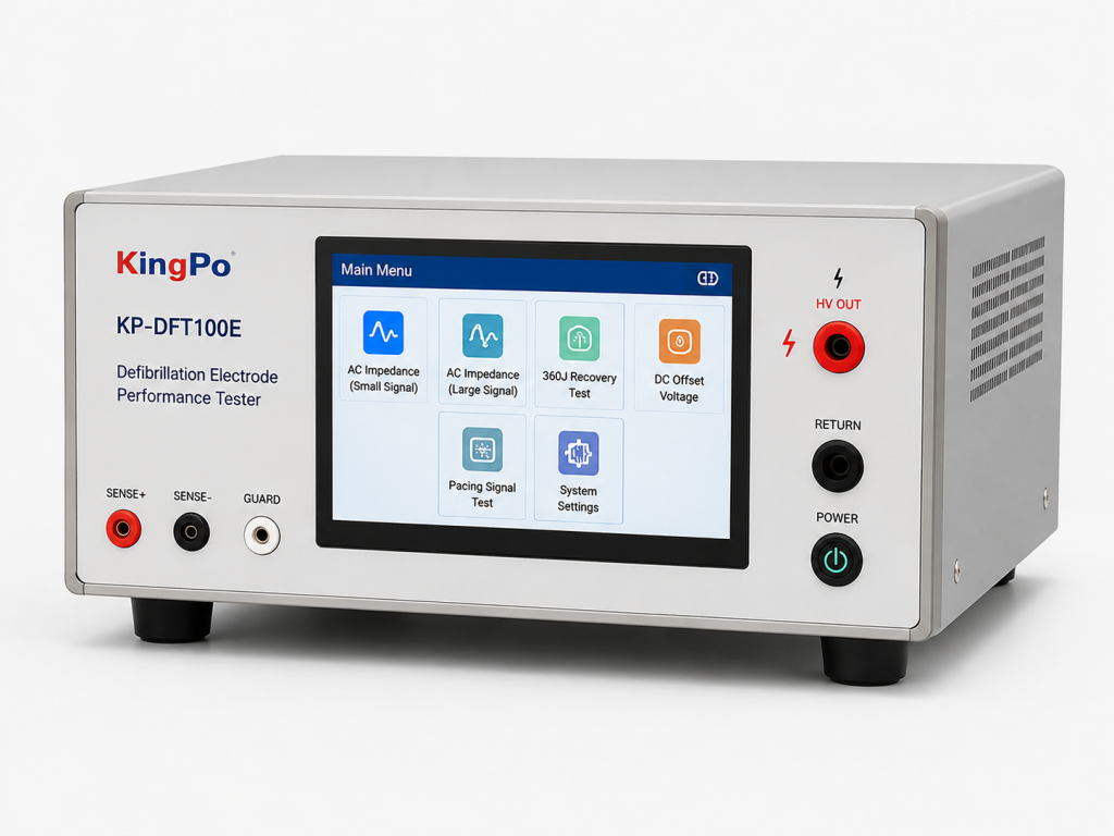  KINGPO KP-DFT100E IEC 60601-2-4 defibrillation electrode performance tester for impedance, 360J recovery and pacing signal testing