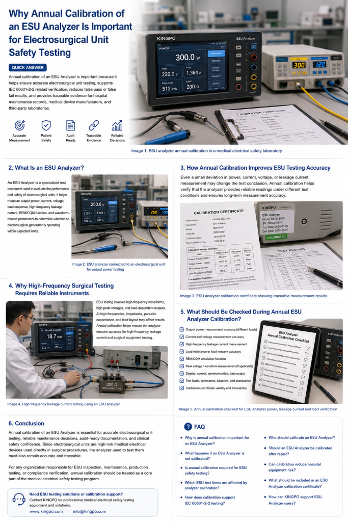 Why Annual Calibration of an ESU Analyzer Is Important for Electrosurgical Unit Safety Testing 6 ESU Analyzer