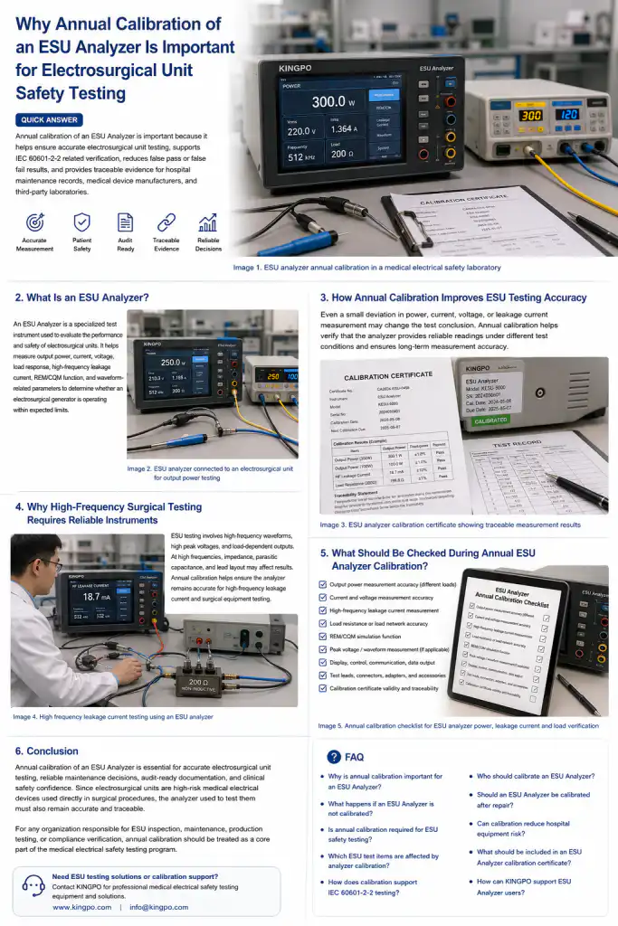 Why Annual Calibration of an ESU Analyzer Is Important for Electrosurgical Unit Safety Testing 6 ESU Analyzer