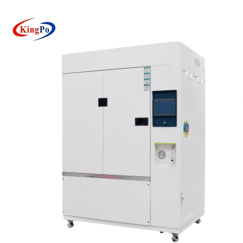 Front view of Carbon Arc Test Chamber with double doors and integrated touchscreen control panel for ASTM G23 accelerated weathering testing.