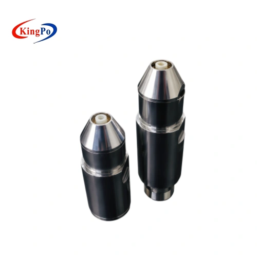 Side view of CEN/TR 14920 Moving Jet Test Ceramic Nozzle with stainless steel components
