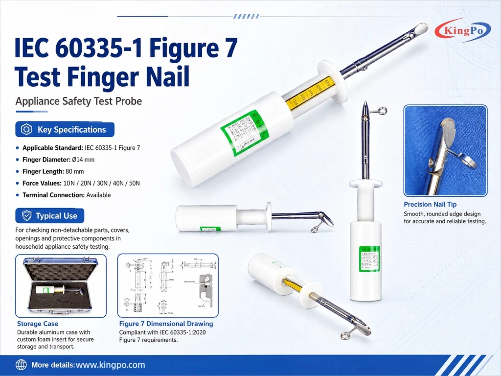 IEC 60335-1 Figure 7 Test Finger Nail product poster for household appliance safety testing
