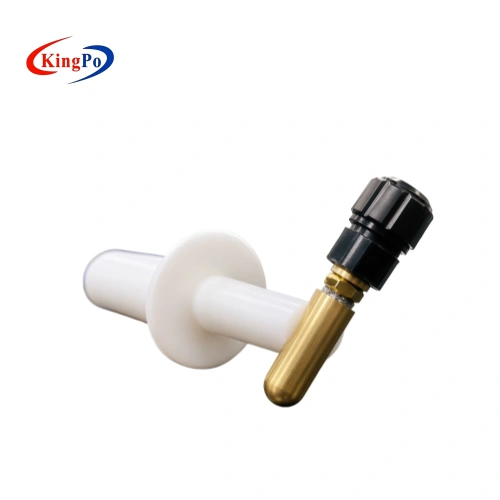Side view of IEC 60601-2-3 Figure 201.102 Test Probe with white insulating handle and brass probe