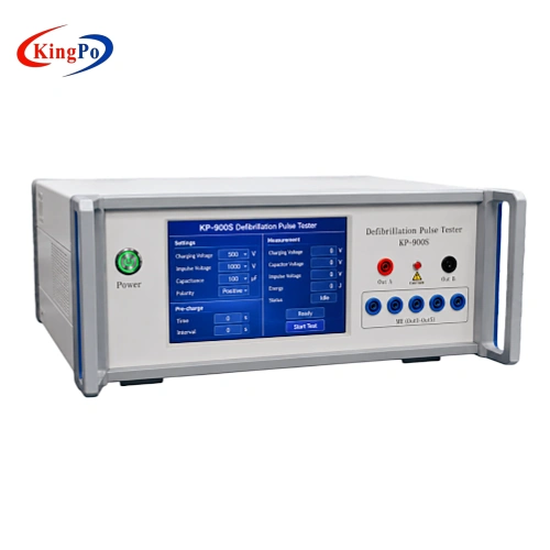 Custom English front panel for IEC 60601-2-31 Defibrillation Pulse Tester with clear interface labeling