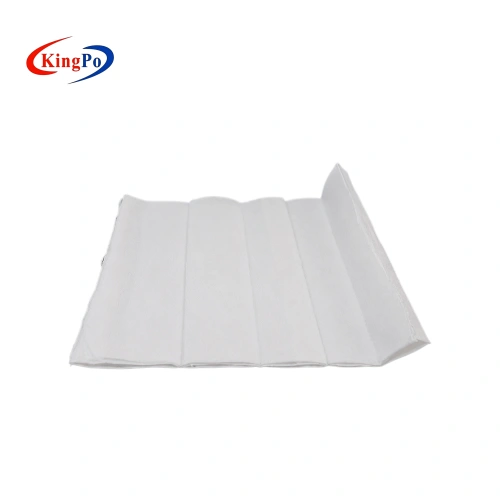 Partially unfolded view of IEC tissue paper showing individual sheets and serrated edge for glow wire test use