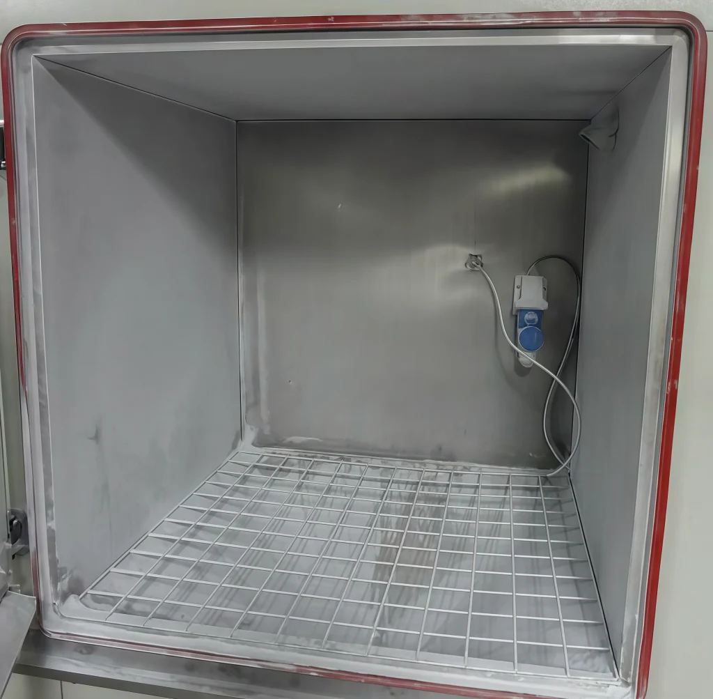 Interior view of IEC 62368 Annex Y.5.5 Dust Test Apparatus showing large test chamber