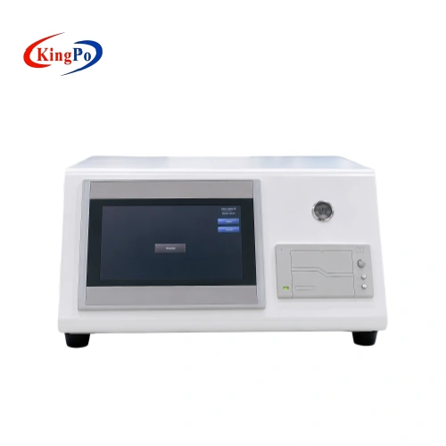 ISO 18250-1 Air Leakage Tester front view with active touch screen interface in lab setting