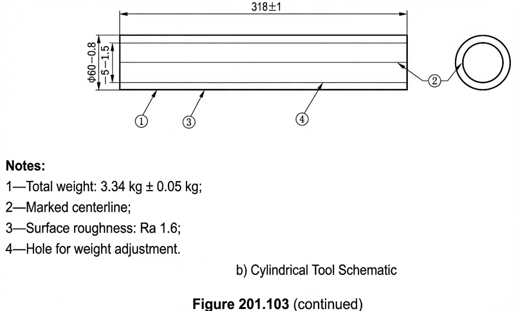 KP-61522 Cylindrical Tool for medical bed gap and entrapment evaluation according to IEC 60601-2-52 and GB 9706.252 Figure 201.103b