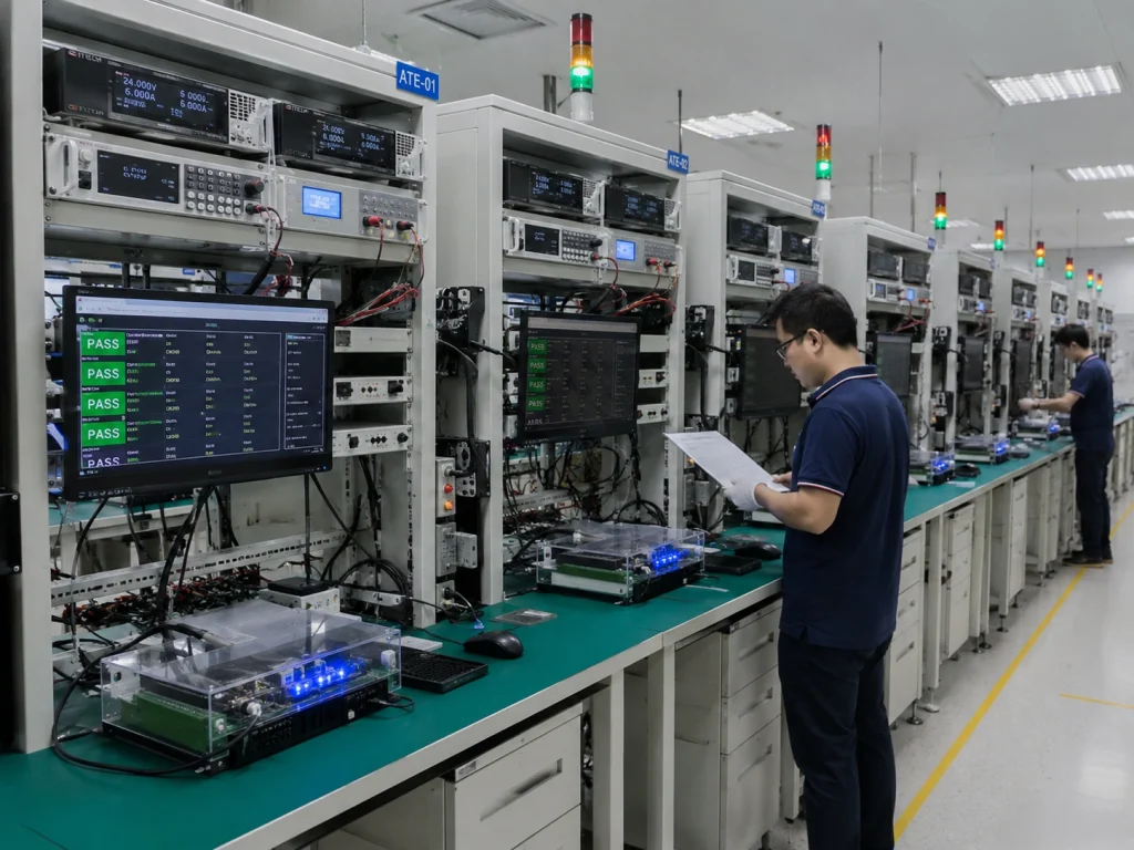 Automated production-line test system using programmable power sources