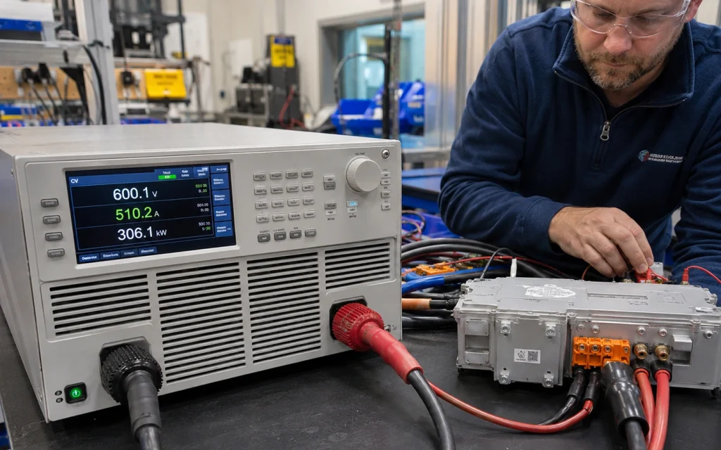 High-current programmable DC power supply for motor controller testing