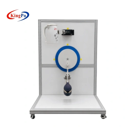 IEC 60335-2-15 Kettle Movement Test Apparatus shown from the front for kettle handle durability testing with horizontal and vertical movement fixtures.