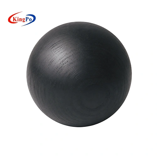 Front view of the IEC 60335-2-23 wooden sphere fixture for helmet-type hairdryer testing.