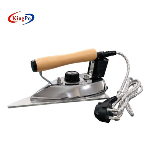 Left front view of the IEC 60335-2-3 Clause 5.9 test iron used for electric iron testing under general test conditions.