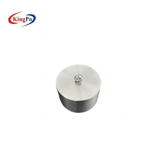 Close-up view of the IEC 60335-2-3 Steel Cylinder for 3J impact energy testing of ironing boards under Clause 20.102.