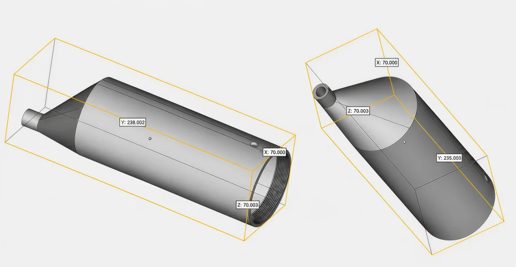 3D structural views of the IEC 60335-2-6 Figure 106 spillage solution bottle, showing the polycarbonate bottle design and dimensional layout for cooking appliance spillage testing.