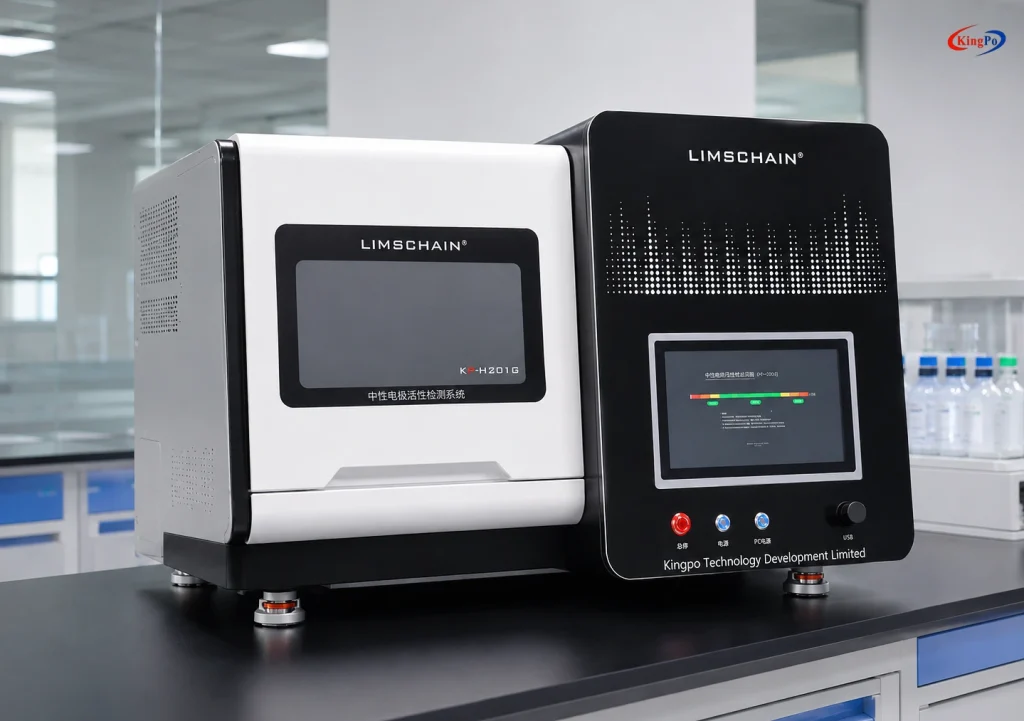 Neutral electrode thermal performance tester for IEC 60601-2-2 testing, right-side laboratory view