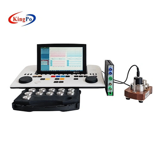 Complete Audiometer Calibration System with acoustic analyzer, standard cavities and calibration fixtures for laboratory use.